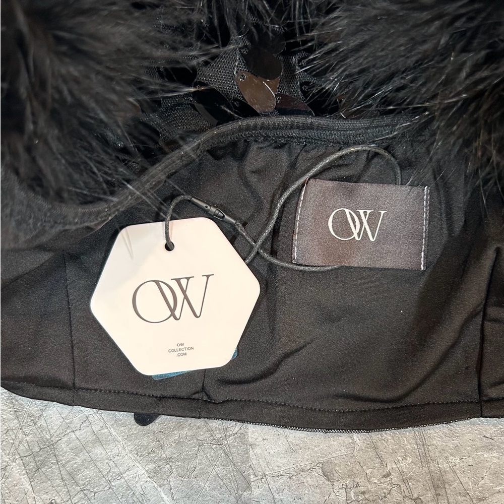 REVOLVE x OW Collection Virgo Sequin Feather Top - Black - XS - Picture 6 of 6